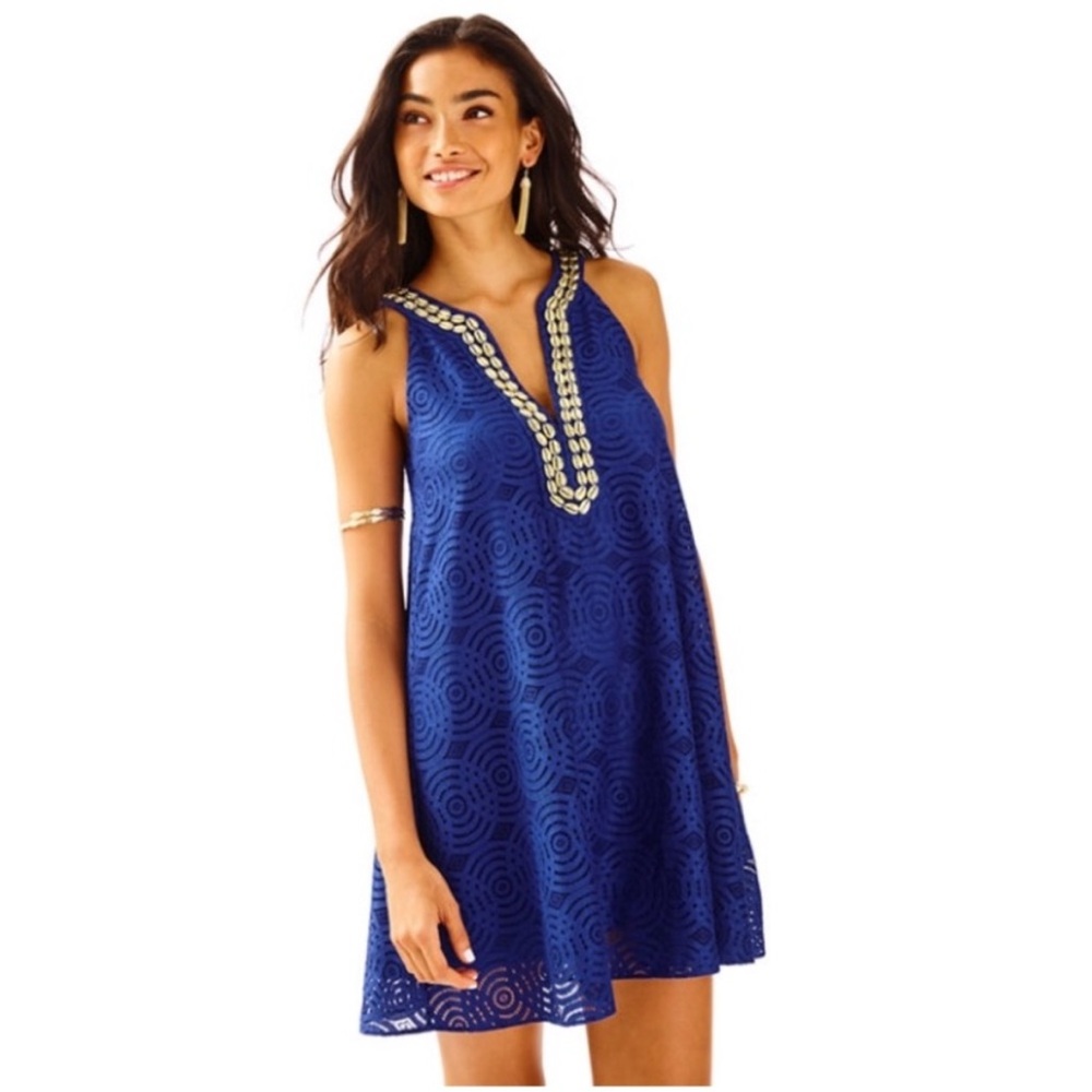 Lilly Pulitzer Achelle Blue Beaded Swing Dress